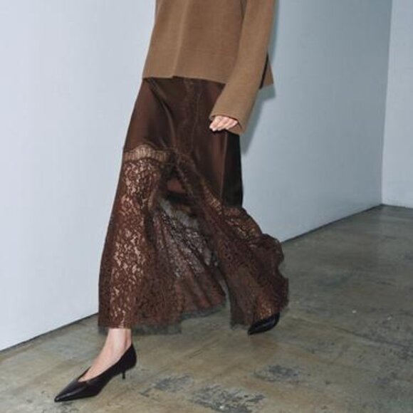 ZARA SATIN EFFECT LACE SKIRT ZW COLLECTION - Picture 4 of 10